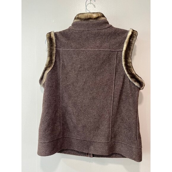 Marks & Spencer‎ Faux Fur Trim Brown Fleece Vest UK 14 - Picture 4 of 8